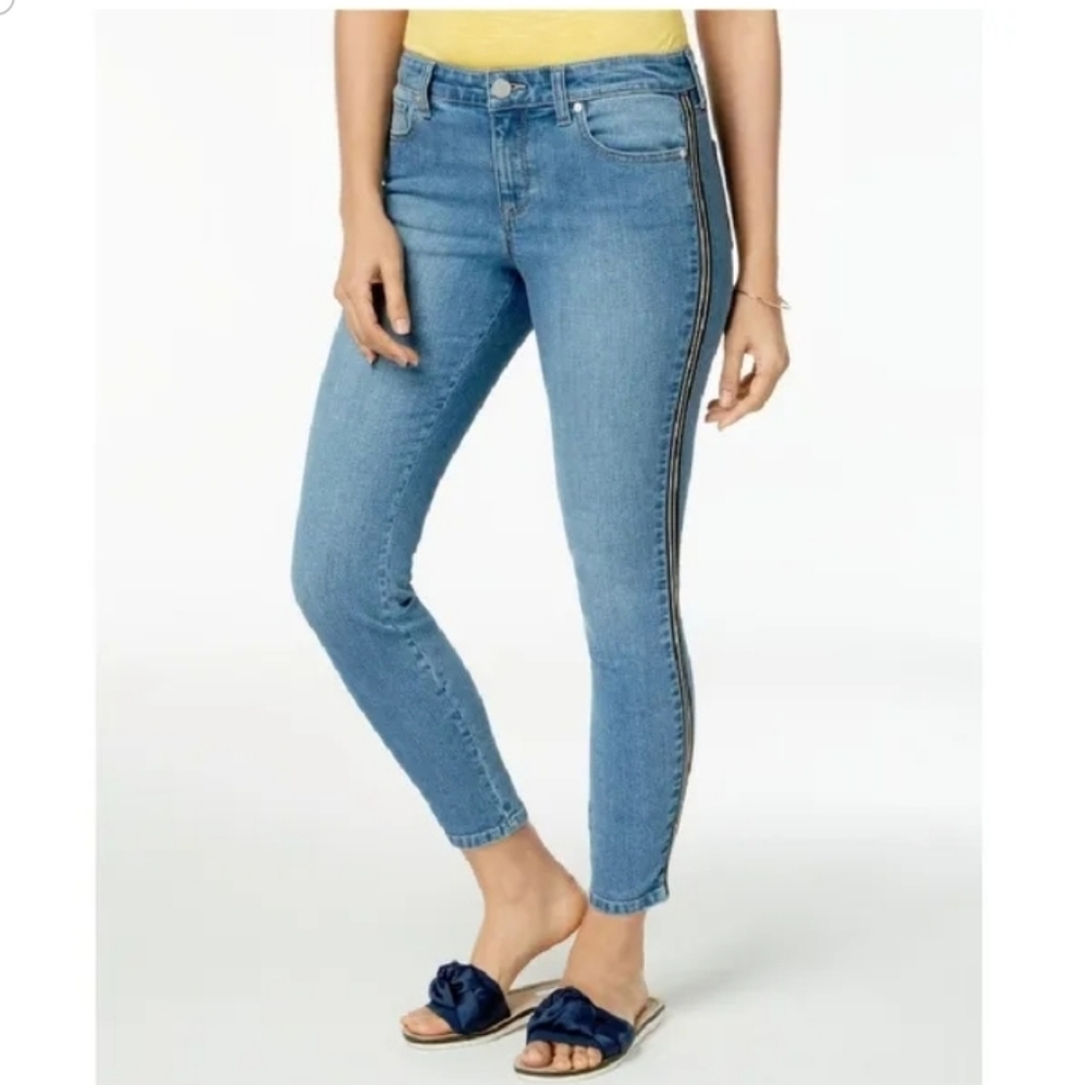Maison Jules Light Blue Skinny Jeans with Side Stripe
